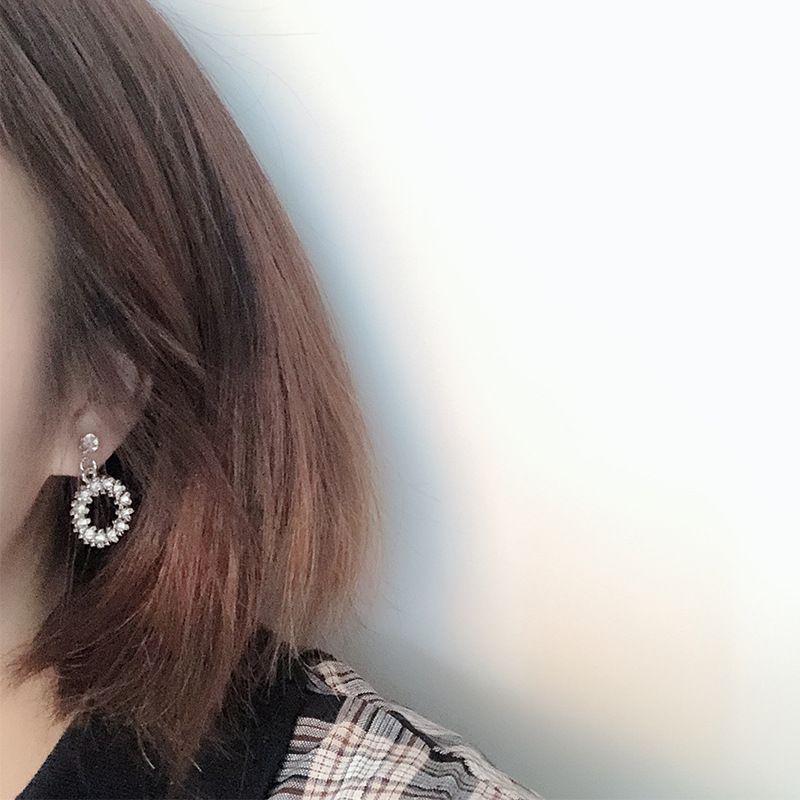 Korean Fashion Luxury Zircon Micro-inlaid Rhinestone Geometric Circle Earrings