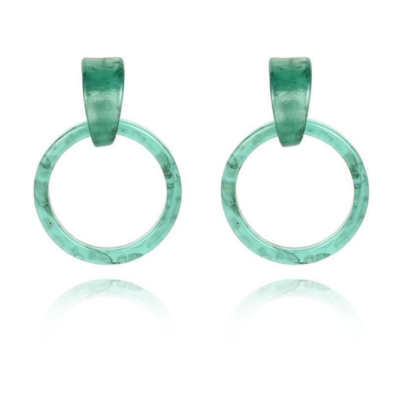 New Round Geometric Acrylic Acetate Green Resin Fashion Earrings