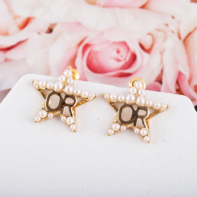 New Five-pointed Star Korean Popular Pearl Earring
