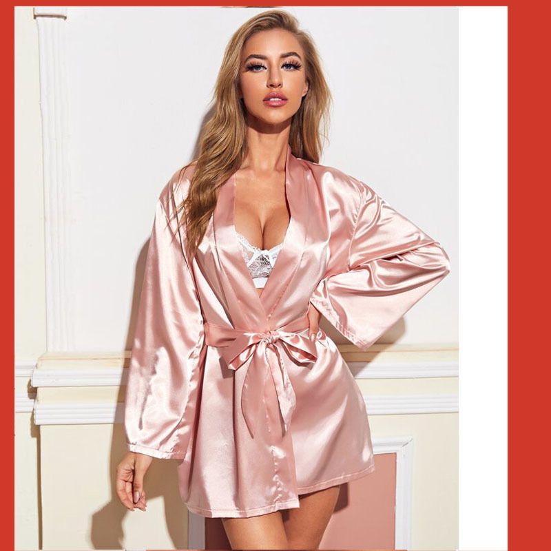 New Sexy Lingerie Mid-length Sexy Ladies Satin Pajamas