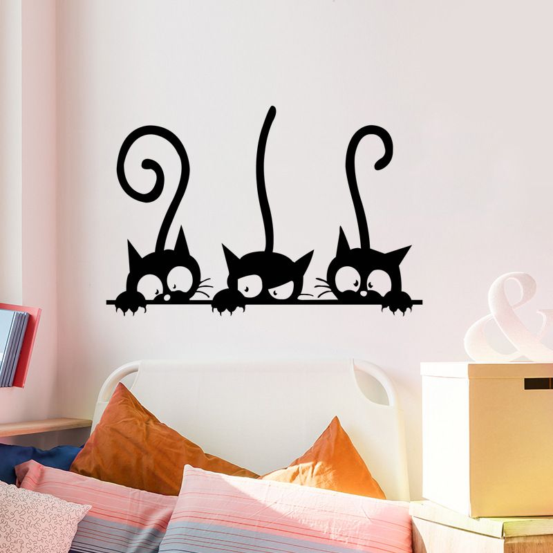 Chats Drôles Salon Chambre Chambre D'enfants Stickers Muraux Peinture Décorative