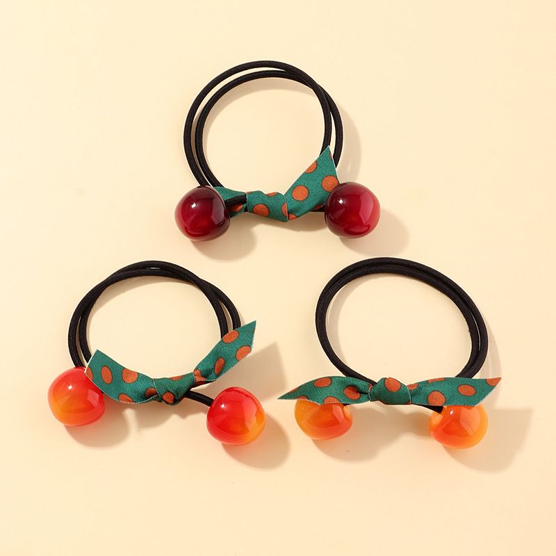 Cute Cherry Rubber Band Tie Head Korean Bow Hair Rope Mori Hair Scrunchies