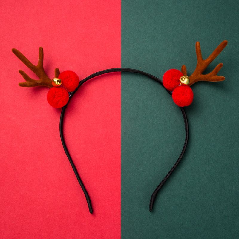 Christmas Series Resin Flannel Bells Moose Horns Headband