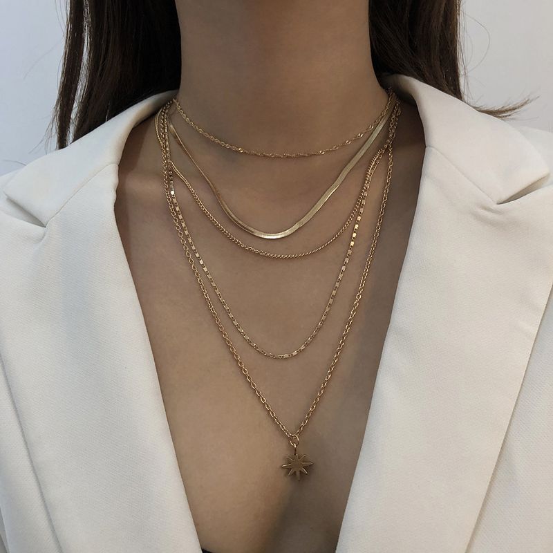 Einfache Geometrische Neue Mehrschichtige Beliebte Halskette