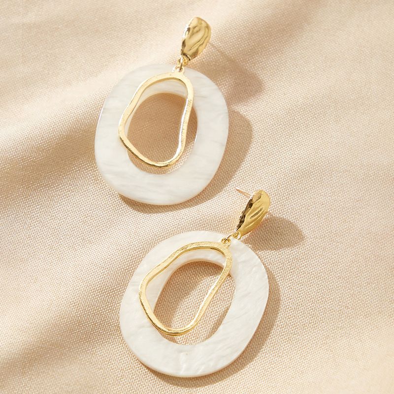 New Korean Acrylic Resin Geometric Round Irregular Shell Earrings