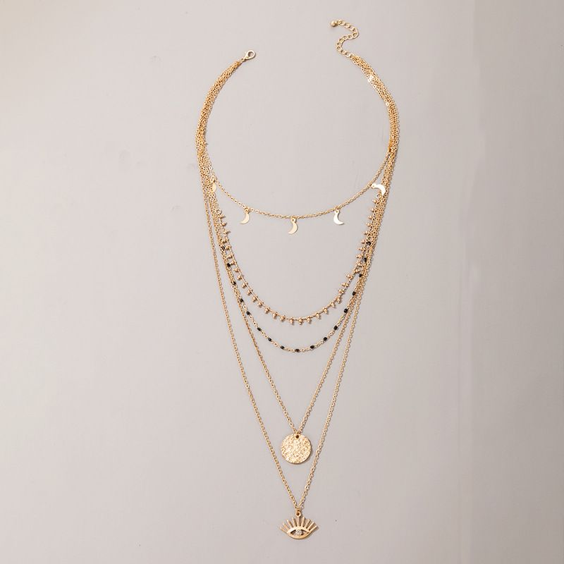 Fashion Simple And Exaggerated Versatile Multi-layer Disc Moon Eye Necklace
