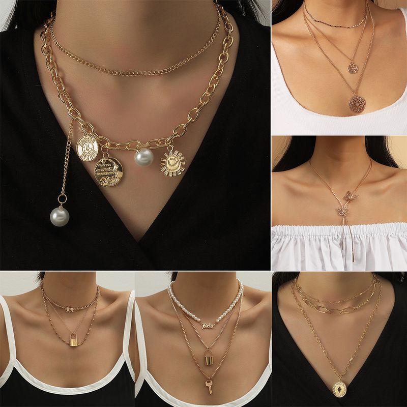 Hot-selling Multi-layer Hip-hop Style Alloy Pendant Creative Retro Necklace