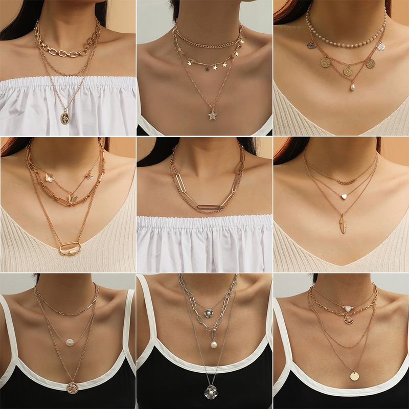 Vente Chaude Multi-couche Hip Hop Métal Chaîne Épaisse Collier Long