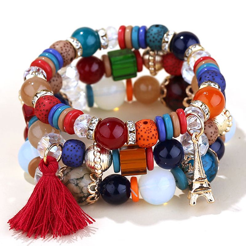 Bracelet De Mode Multicouche En Perles De Bonbons À Pampilles Simples