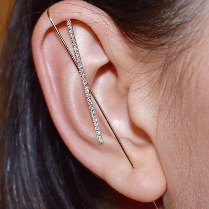 Metallohrclips Neue Geometrische X Zirkon Mikro-eingelegte Ohrringe