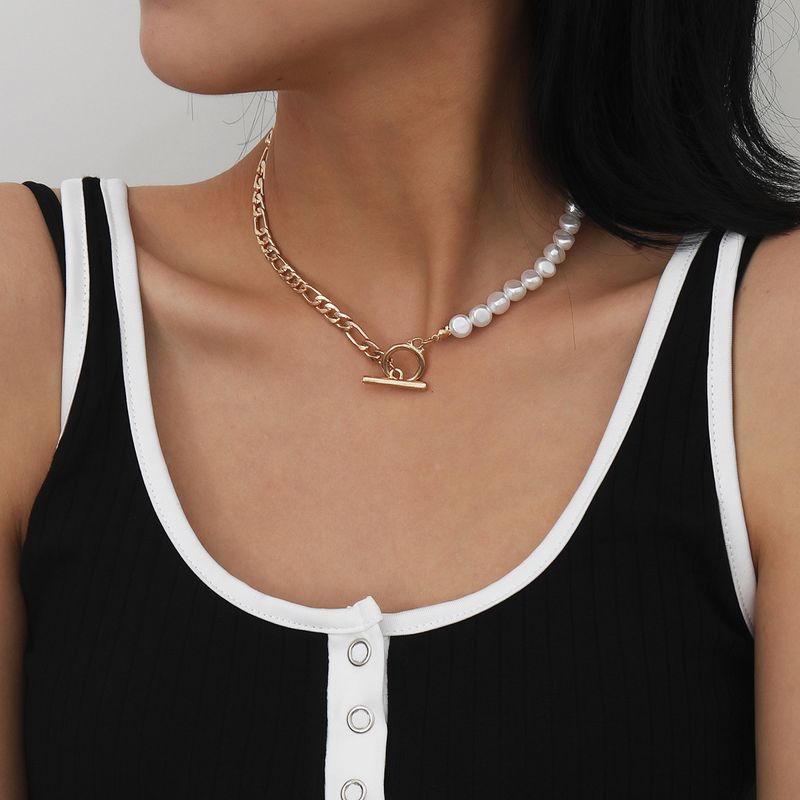 Retro Simple Pearl Alloy Necklace