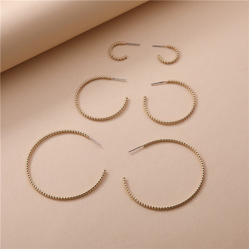 Wholesale Copper Peas Chain C-shaped Earrings
