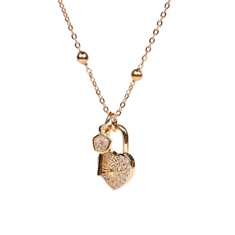 Fashion Heart-shaped Lock Key Creative Pendant Necklace