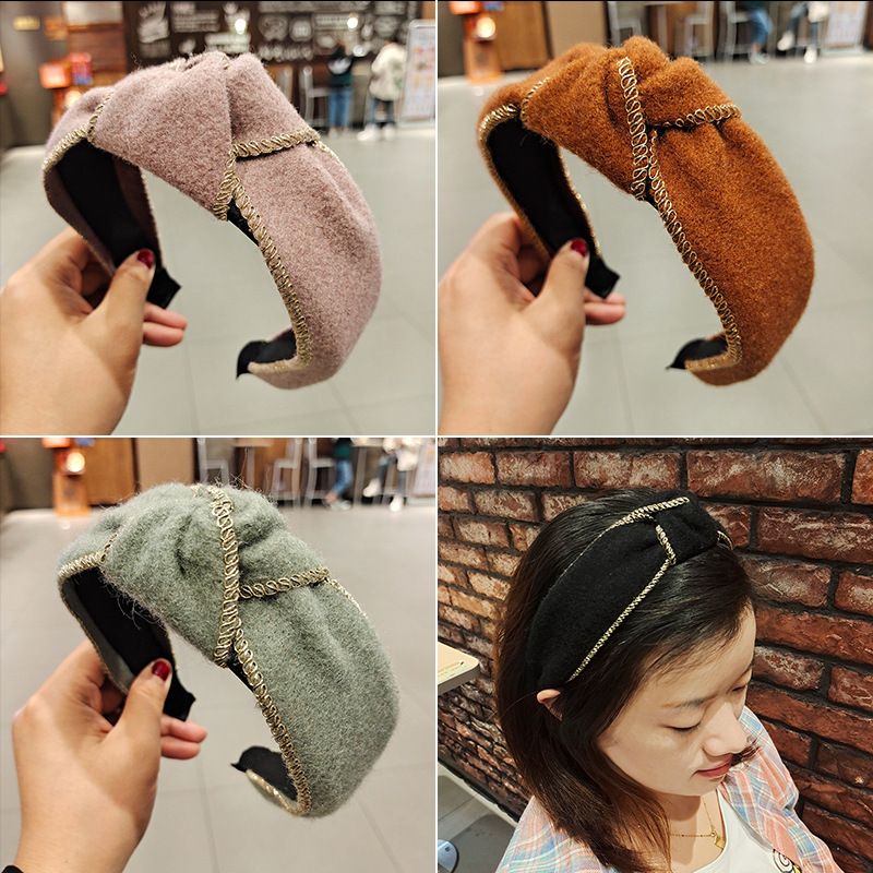 Korean  Knotted  Retro Wind Curly Woolen Cloth  Headband