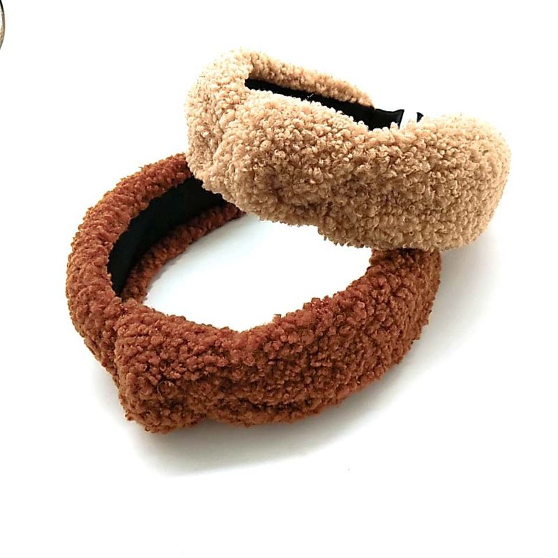 New Lamb Hair Knotted Hair Band High-end Pure Color Headband