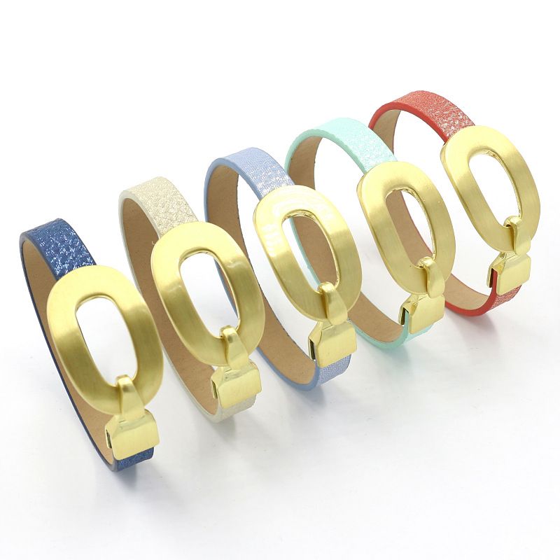 Nouveau Bracelet En Cuir Multicolore Pu Nacré À La Mode