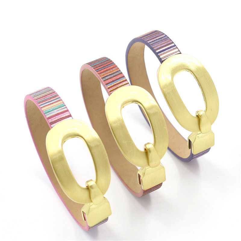 Fashion Youth Color Striped Pu Leather Bracelet