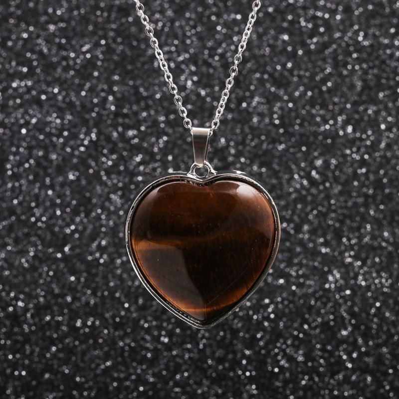 Stainless Steel Chain Peach Heart Pendant Necklace