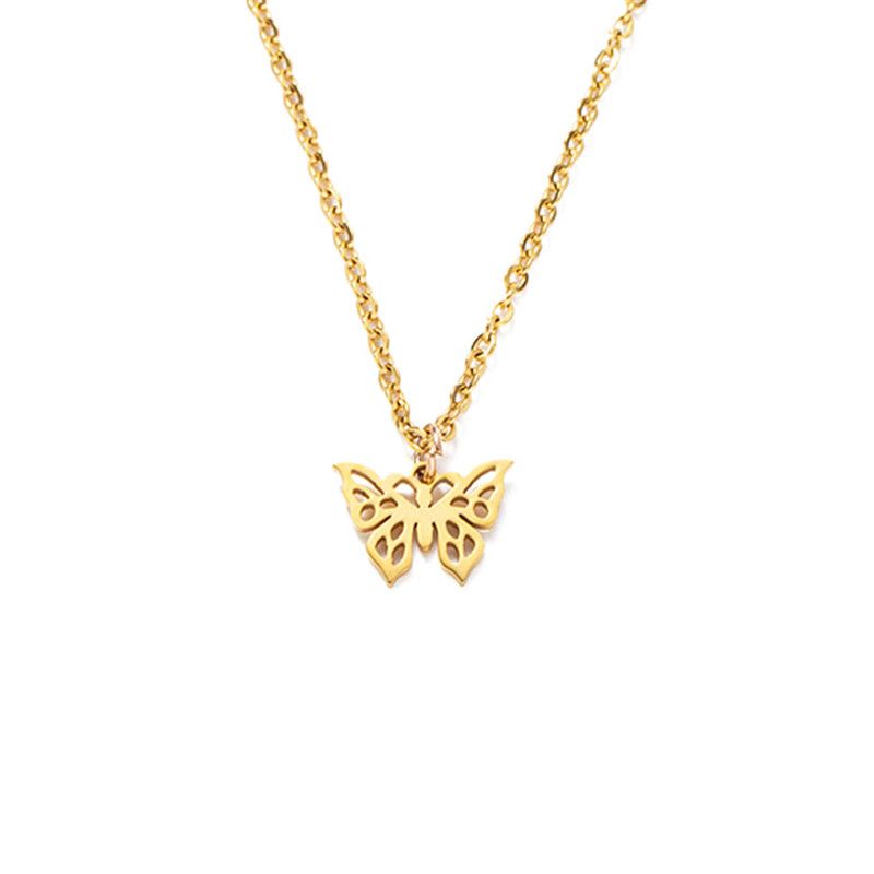 Titanium Steel Full Polished Laser Cut Butterfly Necklace