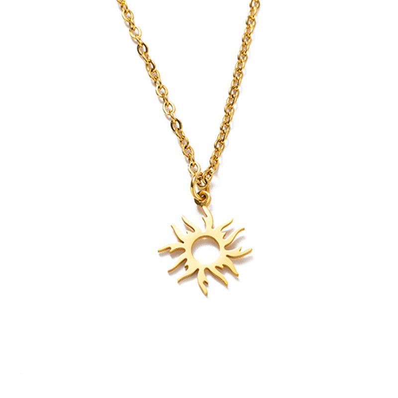 Hot-selling Titanium Steel Sunflower Crown Necklace