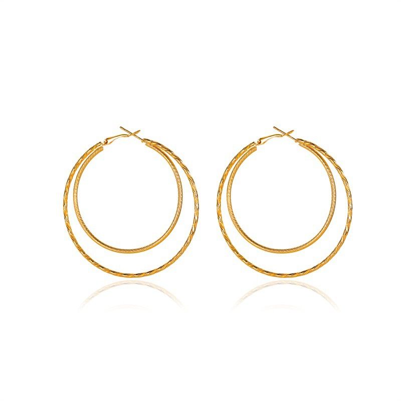 New  Double Large Circle Earrings Exaggerated Geometric Circle Hoop Earrings