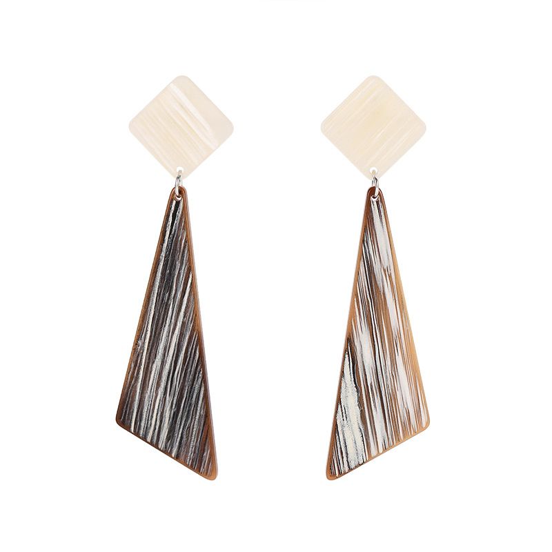 Fashion Creative Geometric Stitching Triangle Acrylic Earrings
