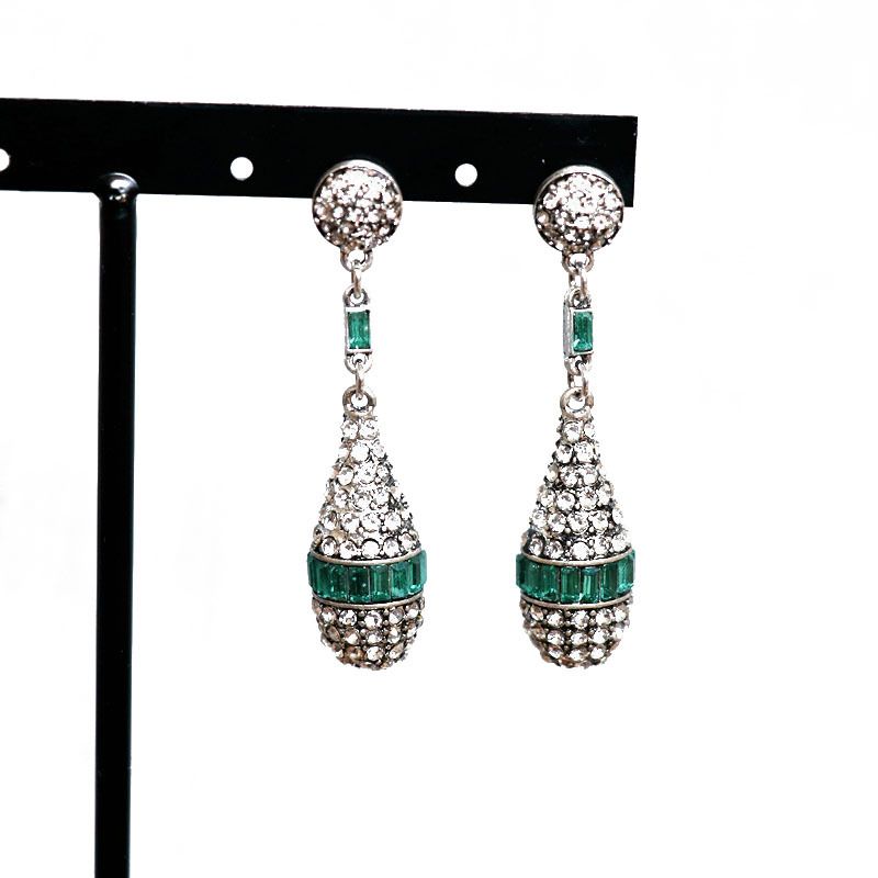 Aretes De Diamante Verde Blanco