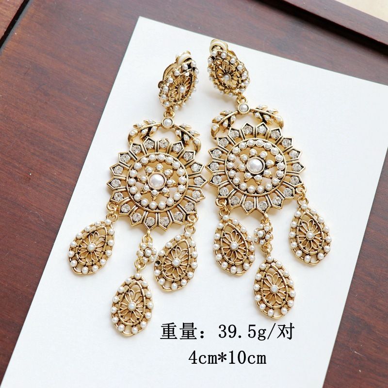 Golden Retro  White Millet Beads  Earrings