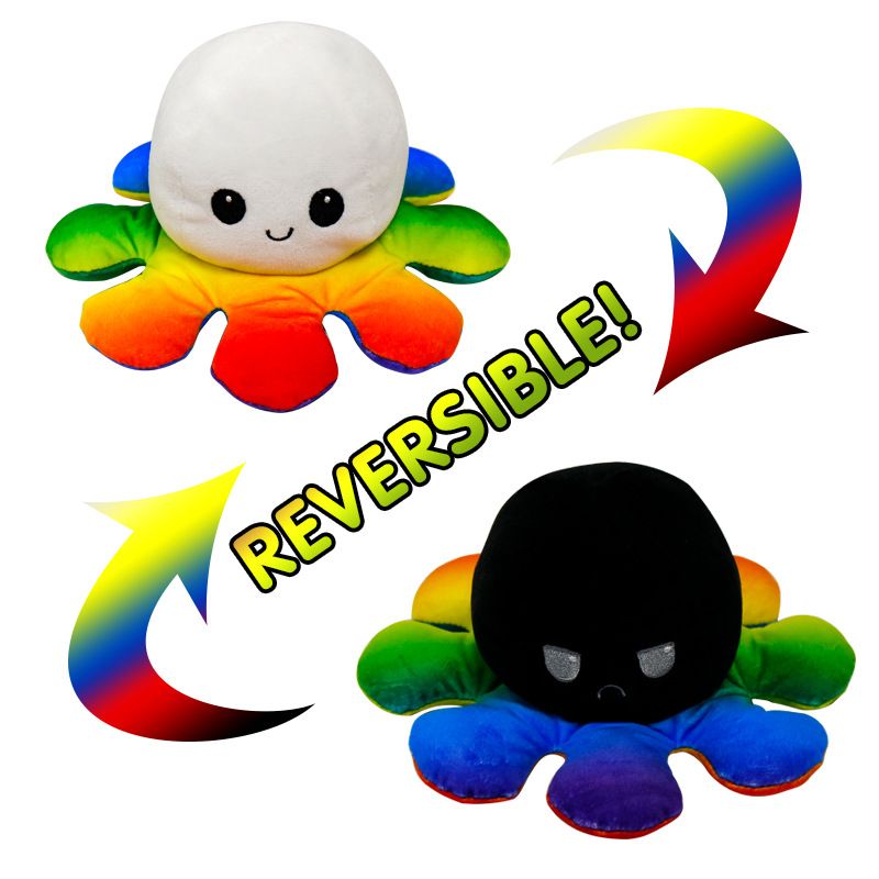 Flip Octopus Cute Multicolor Doll Double Face Expression Flip Octopus Doll Plush Toy