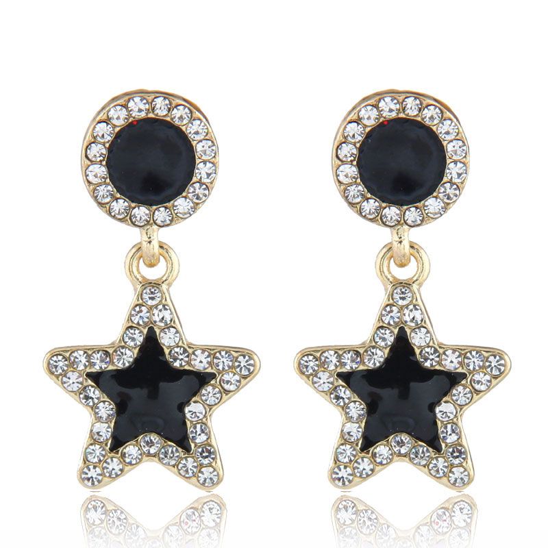 Fashion Metal Flashing Diamond Five-pointed Star Earrings