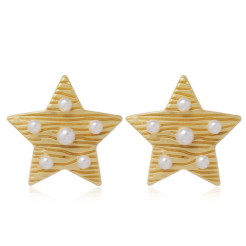 Pendientes De Estrella De Cinco Puntas Retro Simples De Metal De Moda