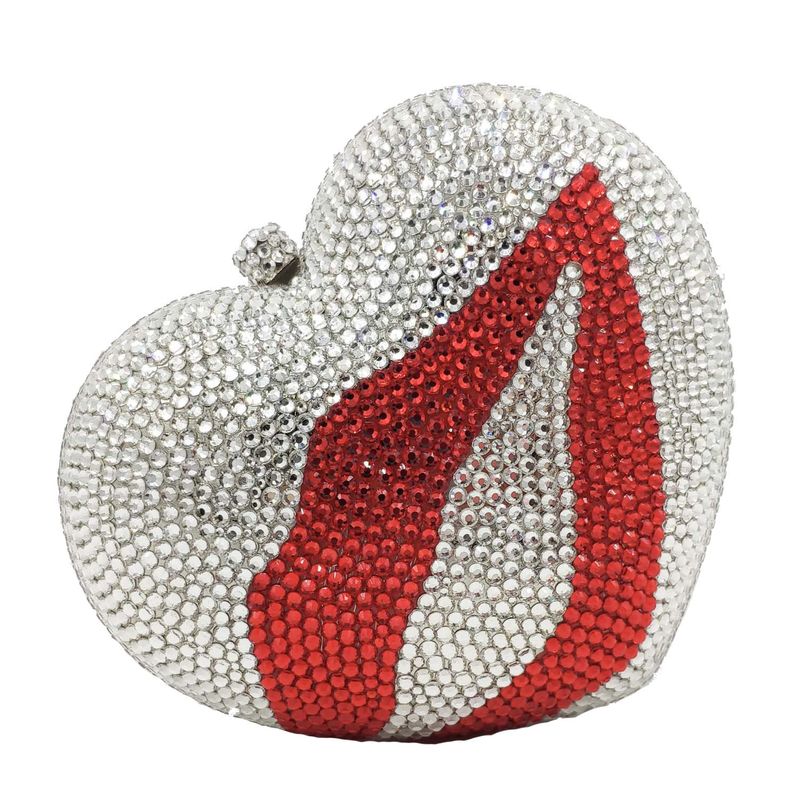 Diamond-studded  Heart-shaped Diamond Sticker Clutch Bag
