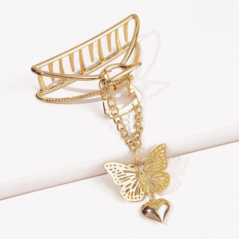 Metal Three-dimension Catching Clip Butterfly Heart Pendant Hairpin