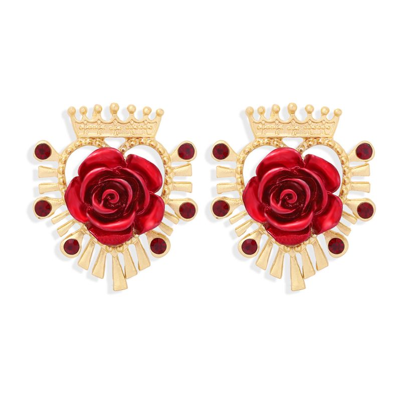 Auf Der Flucht Prinzessin Ohrringe Krone Leichte Luxus Ohrringe Im Japanischen Und Koreanischen Stil Rote Rose Herbst Und Winter Neue Ohrringe Ohr Clips