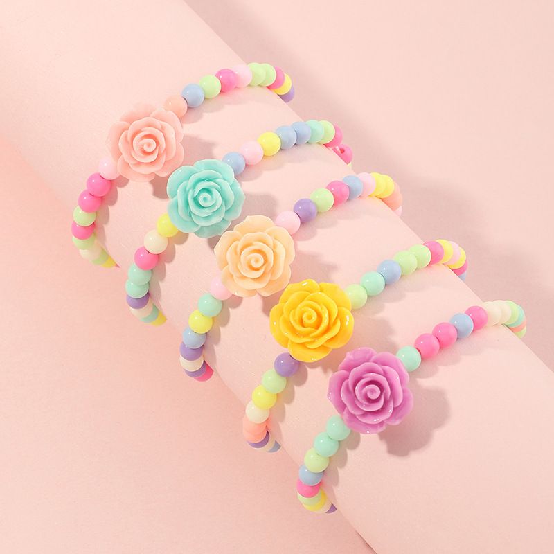 Bonbons De Dessin Animé Mignon Fleurs Colorées Perles Bracelets Pour Enfants
