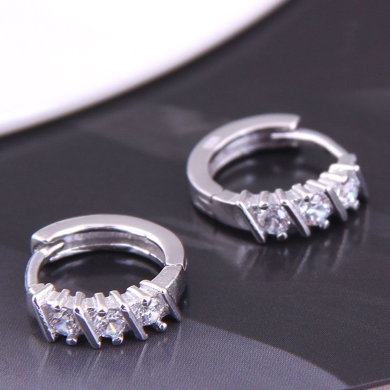 Korean Fashion Sweet  Simple Inlaid Zircon Earrings