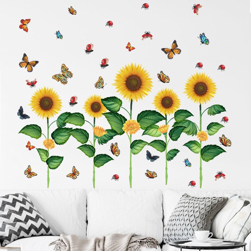 Nueva Pared Mariposa Girasol Rodapié Sala De Estar Dormitorio Jardín De Infantes Diseño Pegatinas De Pared