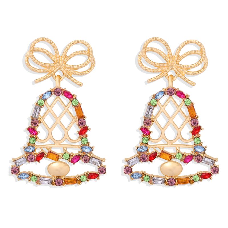 Fashion  Pendant-shaped Inlaid Colored Diamonds Bell Earrings