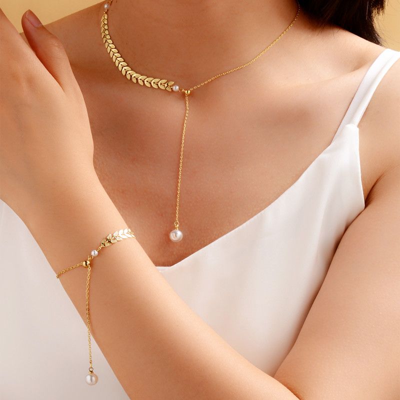 New  Fashion Gold-plated Wheat Ear Adjustable Necklace Bracelet