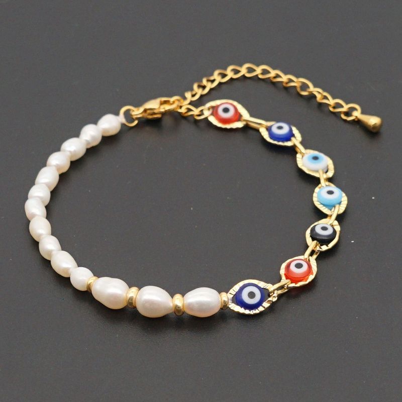 Retro Ethnic Style Color Eye Beads Simple Baroque Natural Freshwater Pearl Bracelet