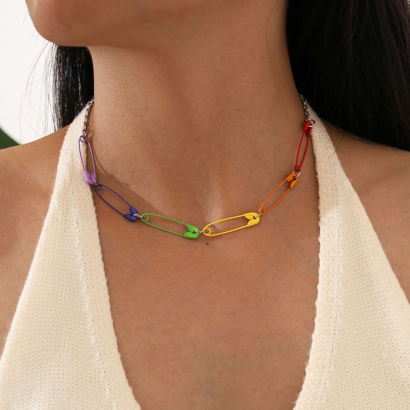 Fashion Personality  Colorful Color Pin Pin Necklace