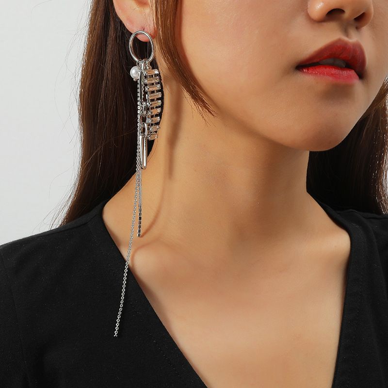 Fashion Long Tassel Diamond Exaggerated Earrings
