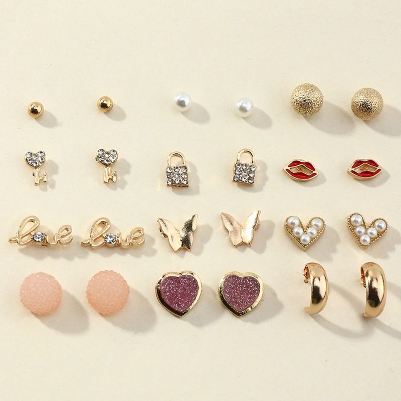 Fashion Multi-element Small Earrings 12 Pairs