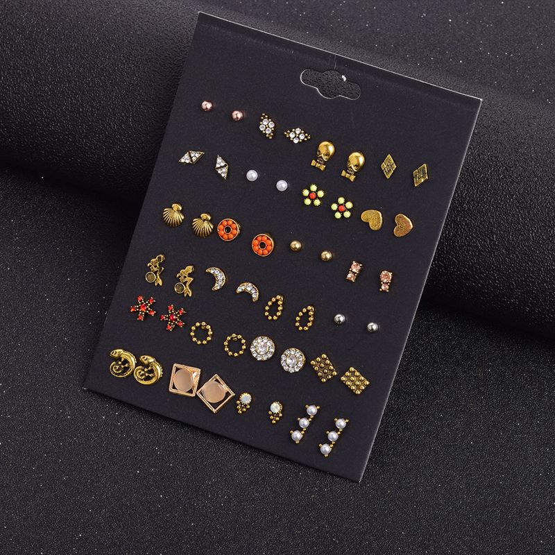 New  Simple Retro Wild Earrings  Geometric Gold Earrings 24 Pairs Set