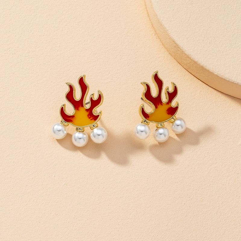 Aretes De Perlas En Forma De Fuego