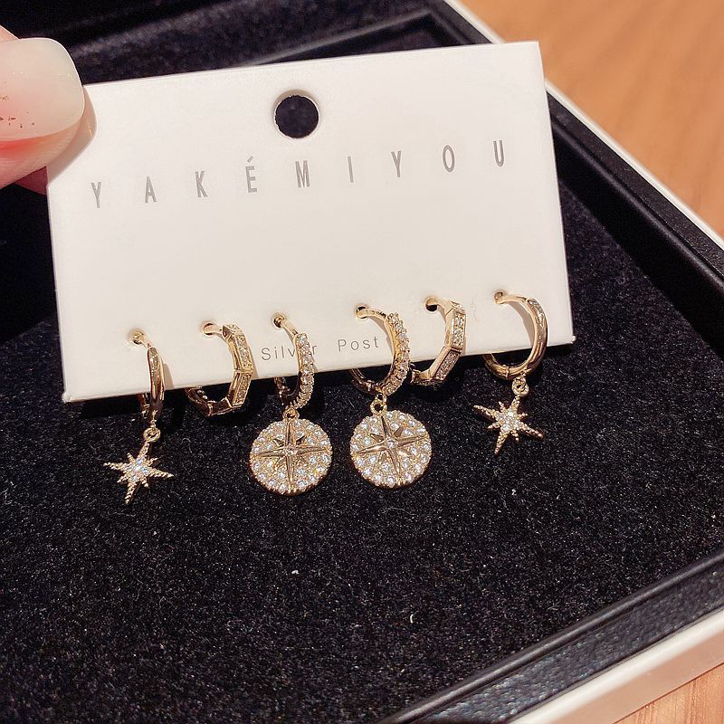 Yakemiyou Fashion Star Copper Zircon Earrings