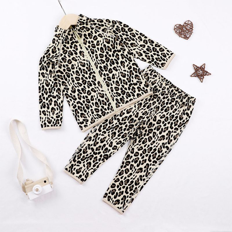 Leopard Print 2 Two-piece  Fashion Children's Zipper Jacket Suit