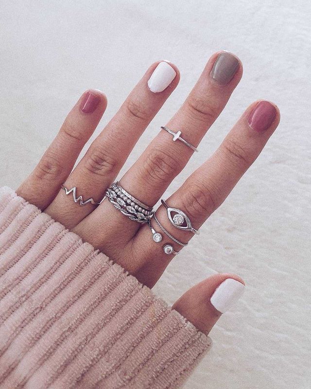 Bohemian Silver Lightning Eyes Ring Set