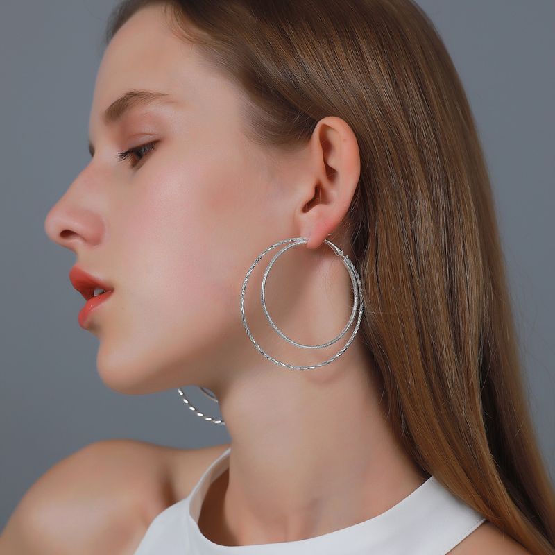 Simple  Double-layer Big Circle Earrings