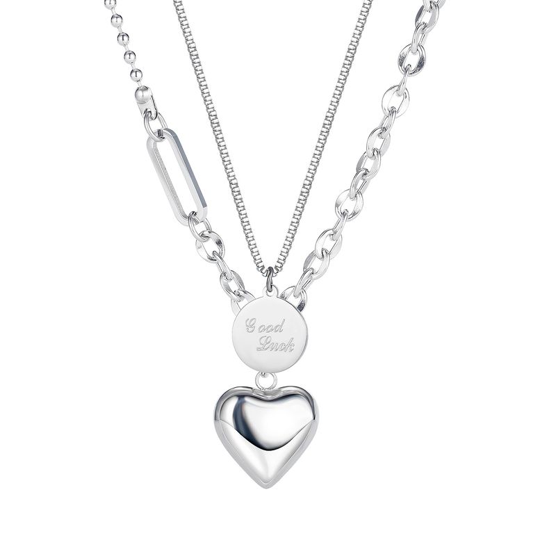 Light Luxury Peach Heart Titanium Steel Necklace